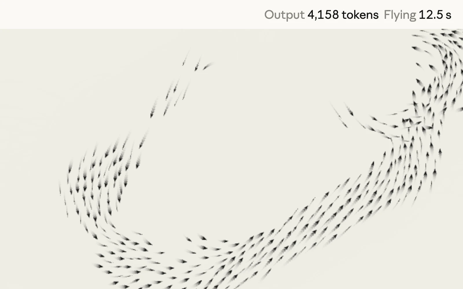 Screenshot of Claude Sonnet 5.5 generating and running a starling murmuration program.